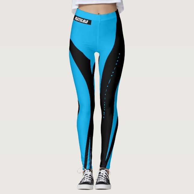 Leggings Taller de moda en azul y negro (Anverso)