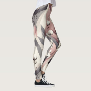Leggings Tallo de árbol de algodón patrón geométrico rosa g