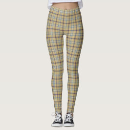 Leggings Tan and Wedgewood Blue Plaid