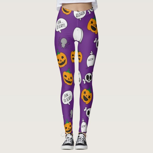 Leggings Tan asustadizo Feliz Halloween (Anverso)