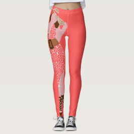 Leggings Tan y una Moda rosa gruesa con un vestido de sol