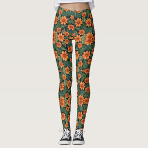 Leggings Tangelo tropical: Oasis florero vibrante