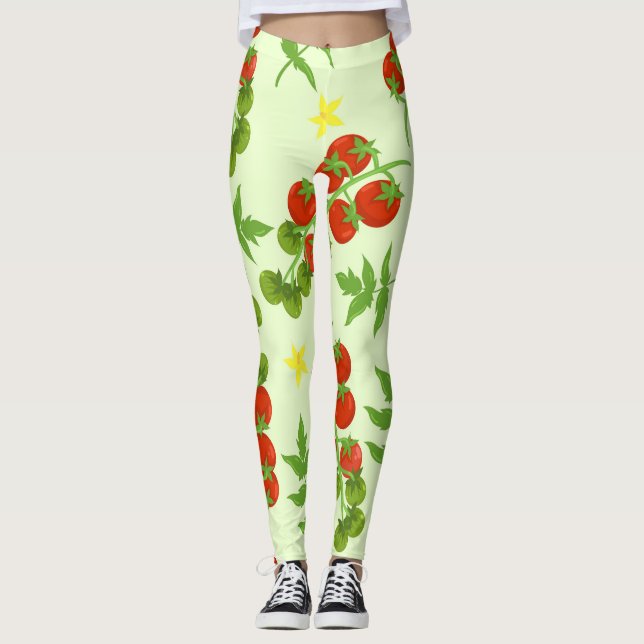 Leggings Tango de tomate: Impresión vegetal vintage (Anverso)