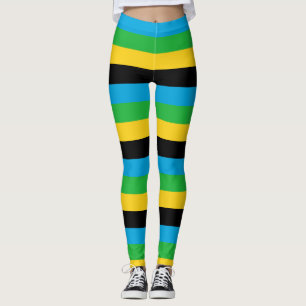 Leggings Tanzania Colores de bandera nacional con franjas h