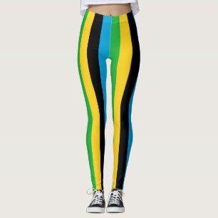 Leggings Tanzania Colores de bandera nacional con tiras ver