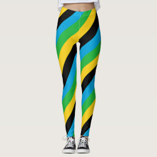 Leggings Tanzania Colores de bandera nacional en diagonal a