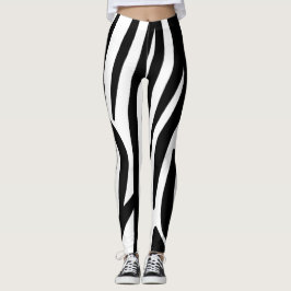 Leggings Tapa de cebra negra y blanca