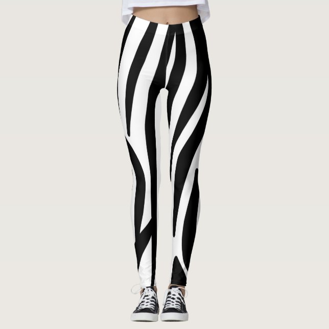 Leggings Tapa de cebra negra y blanca (Anverso)