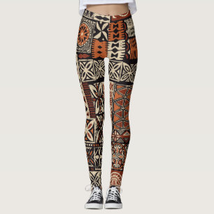 Leggings Tapa hawaiano: Patchwork tribal