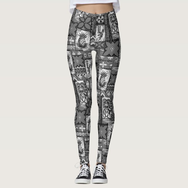Leggings Tapa tropical del vintage hawaiano de Pomaika'i (Anverso)