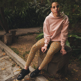 Leggings Tapires Malayos con patrón de canela y cobre naran