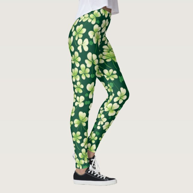 Leggings Tapiz de Shamrock Esmeralda: Luz Verde Oscura (Derecha)