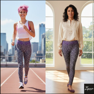 Leggings Tapiz floral de damasco con gradiente gris morado