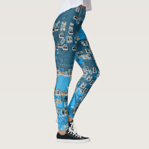 Leggings Tarjeta azul de circuito geek de la computadora
