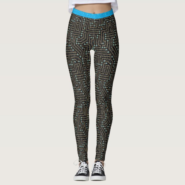 Leggings Tarjeta de circuito impreso Blue Gold Purpurina ne (Anverso)