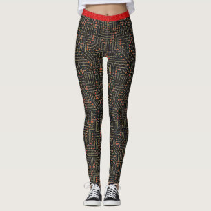 Leggings Tarjeta de circuito impreso Red Gold Black Purpuri