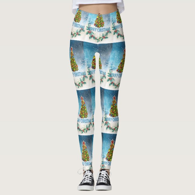 Leggings Tarjeta navideña Merry (Anverso)