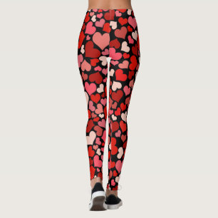 Leggings Tarjetas del día de San Valentín rosadas rojas d