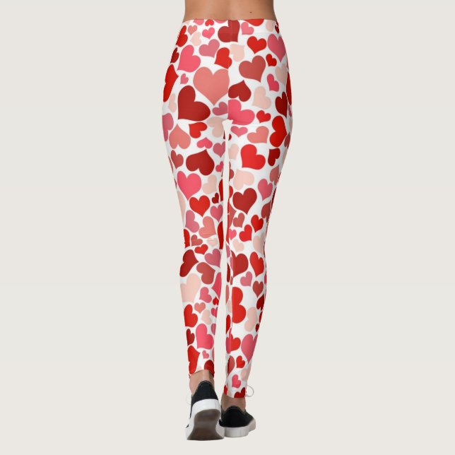 Leggings Tarjetas del día de San Valentín rosadas rojas de (Reverso)