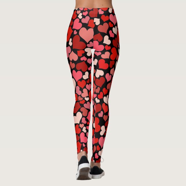 Leggings Tarjetas del día de San Valentín rosadas rojas de (Reverso)