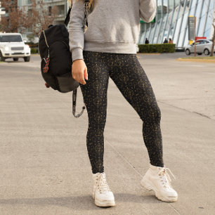 Leggings Tarot Celeste Patrón Dorado Astrológico Negro
