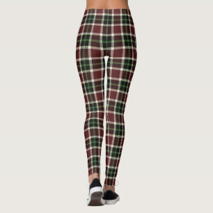 Leggings Tartán blanco oscuro y verde borgoña