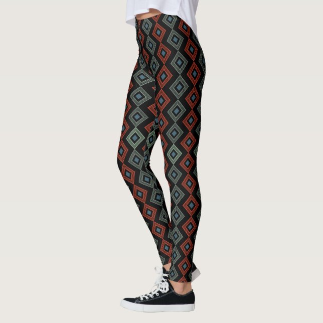 Leggings tartán Capri rojo y azul moderno (Izquierda)
