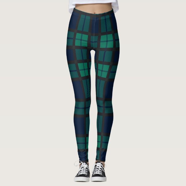 Leggings Tartán Clan Black Watch Plantado Blue Green Checkp (Anverso)