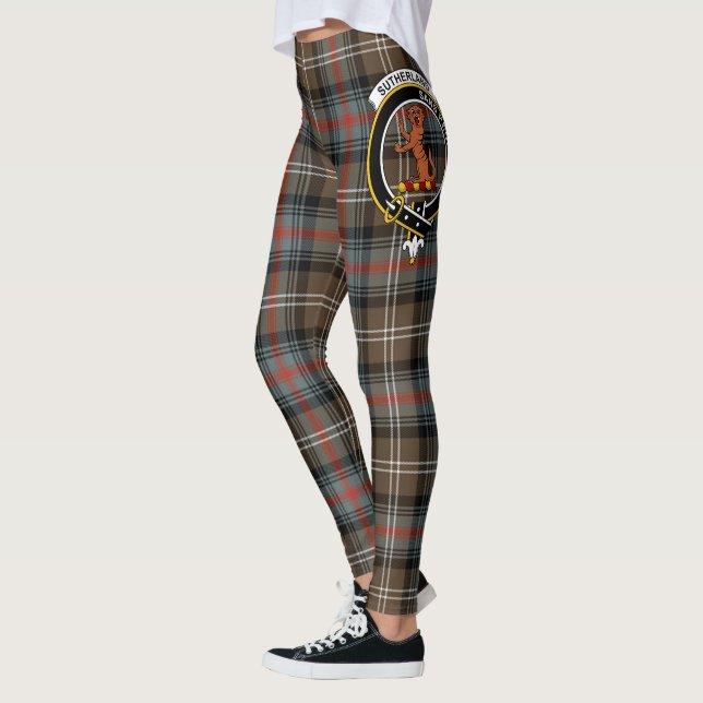 Leggings Tartan Crest desgastado del Clan Sutherland de Sco (Izquierda)