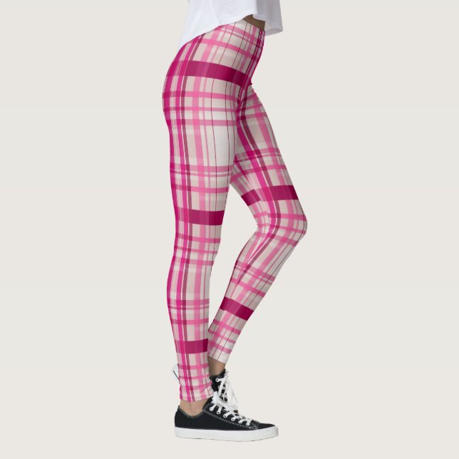 Leggings Tartán escocés rosa blanco plaid Classic azul (Derecha)