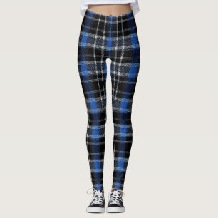 Leggings Tartán negro azul y plateado