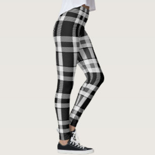 Leggings Tartán Tartán Tartán de plástico blanco gris negro