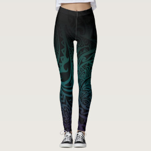 Leggings Tatou V - Polainas verde azuladas y púrpuras de