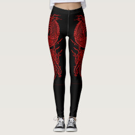 Leggings Tatuaje del cuerpo del dragón rojo