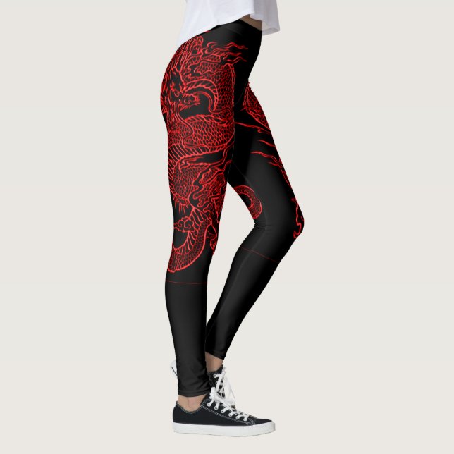 Leggings Tatuaje del cuerpo del dragón rojo (Derecha)