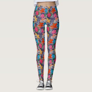 Leggings Tatuaje Japonés de Pez Koi con Patrón Floral de Ol