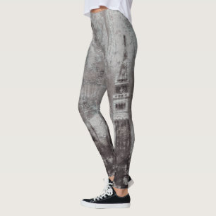Leggings Taupe y Cian Paisaje Urbano Deteriorado Venecia It