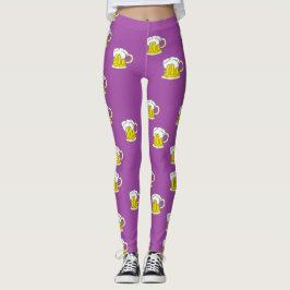 Leggings Taza de cerveza espumosa en morado