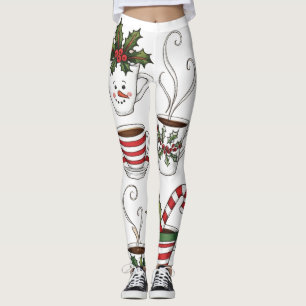 Leggings Tazas de té divertidas en navidad