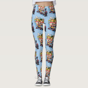 Leggings Tazón de Ramen Adorable Máquina de Remo Dibujo Ani