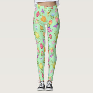 Leggings Té Pots and Cups Green