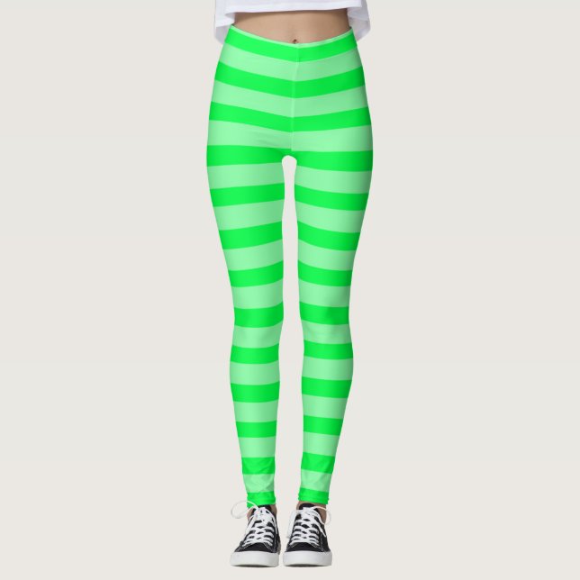 Leggings Tecla Lime Pie Neon Green Black Light Rave Stripes (Anverso)