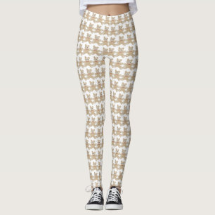 Leggings Teddy Bear White Fun Pattern