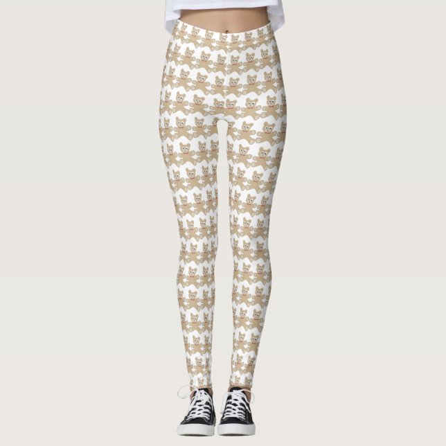 Leggings Teddy Bear White Fun Pattern (Anverso)