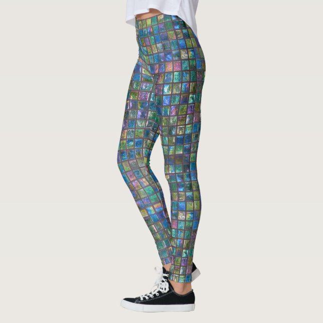 Leggings Tejas brillantes atractivas de la aguamarina (Izquierda)