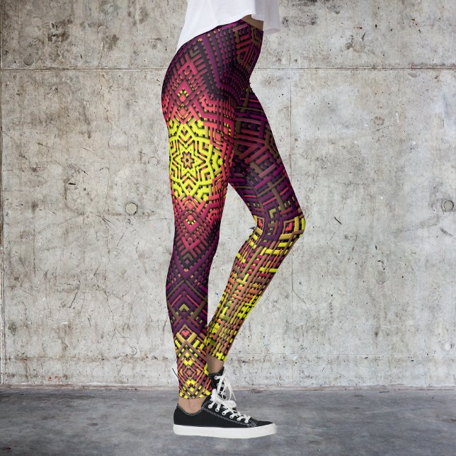 Leggings Tejer Mandala amarillo rosa y morado (Subido por el creador)