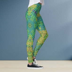 Leggings Tejer Mandala Amarillo Verde y Azul