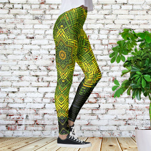 Leggings Tejer Mandala Amarillo verde y negro