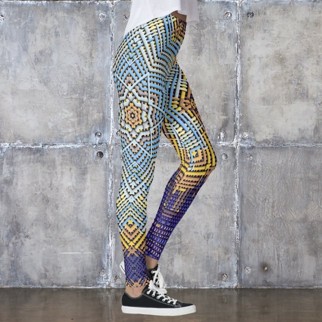 Leggings Tejer Mandala azul y amarillo (Subido por el creador)
