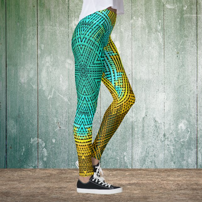 Leggings Tejer Mandala azul y amarillo (Subido por el creador)